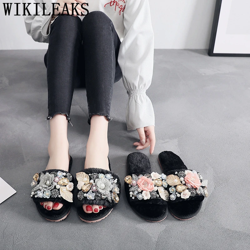 

Новинка, женские весенние Шлепанцы из искусственного меха, домашняя обувь, женская обувь «сделай сам» для спальни, обувь на плоской подошве, женские зимние шлепанцы, меховые сланцы