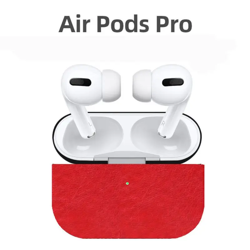 Красный Для AirPods Pro из искусственной кожи чехол EarPod зарядка коробка анти-падение защитный чехол - Цвет: Красный