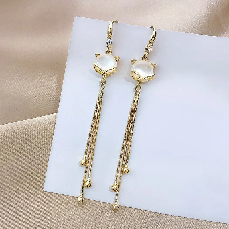 Модные серьги для женщин новые корейские Роскошные Висячие Стразы с опаловым