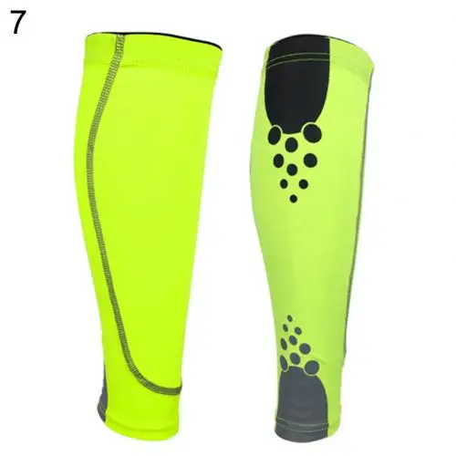 Fluorescent Green 1 шт., спортивный безопасный наколенник, Эластичный компрессионный рукав для поддержки голени, для фитнеса, для бега, баскетбола, волейбола - Цвет: Fluorescent Green