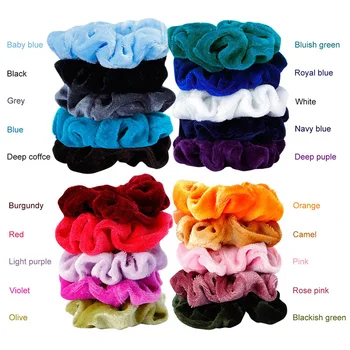 

20Pcs Lady Solid Hair Scrunchies Ring Elastic Hair Bands Pure Color Bobble Sports Dance Velvet Soft Charming Scrunchie Hairband