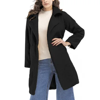 

Women Lady Long Sleeve Solid Color Lapel Warm Coat for Autumn Winter Beach Party FS99