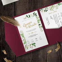 20 шт Складные лазерные Резные Свадебные приглашения красное вино простые приглашения на заказ Печать европейский стиль