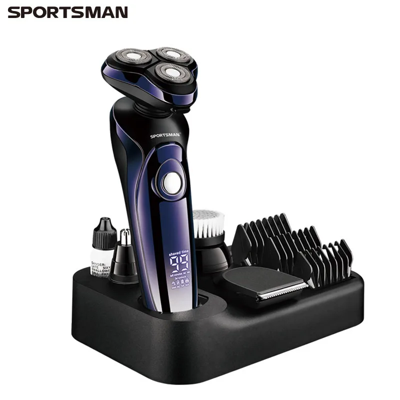 

Sportsman Electric Shaver Multi-functional Rechargeable Shaver Digital Power Fully Washable With Base 4D