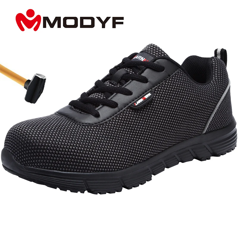 MODYF/Мужская защитная обувь; дышащие легкие Нескользящие Светоотражающие повседневные кроссовки со стальным носком; Рабочая обувь|footwear men|footwear shoesfootwear safety | АлиЭкспресс