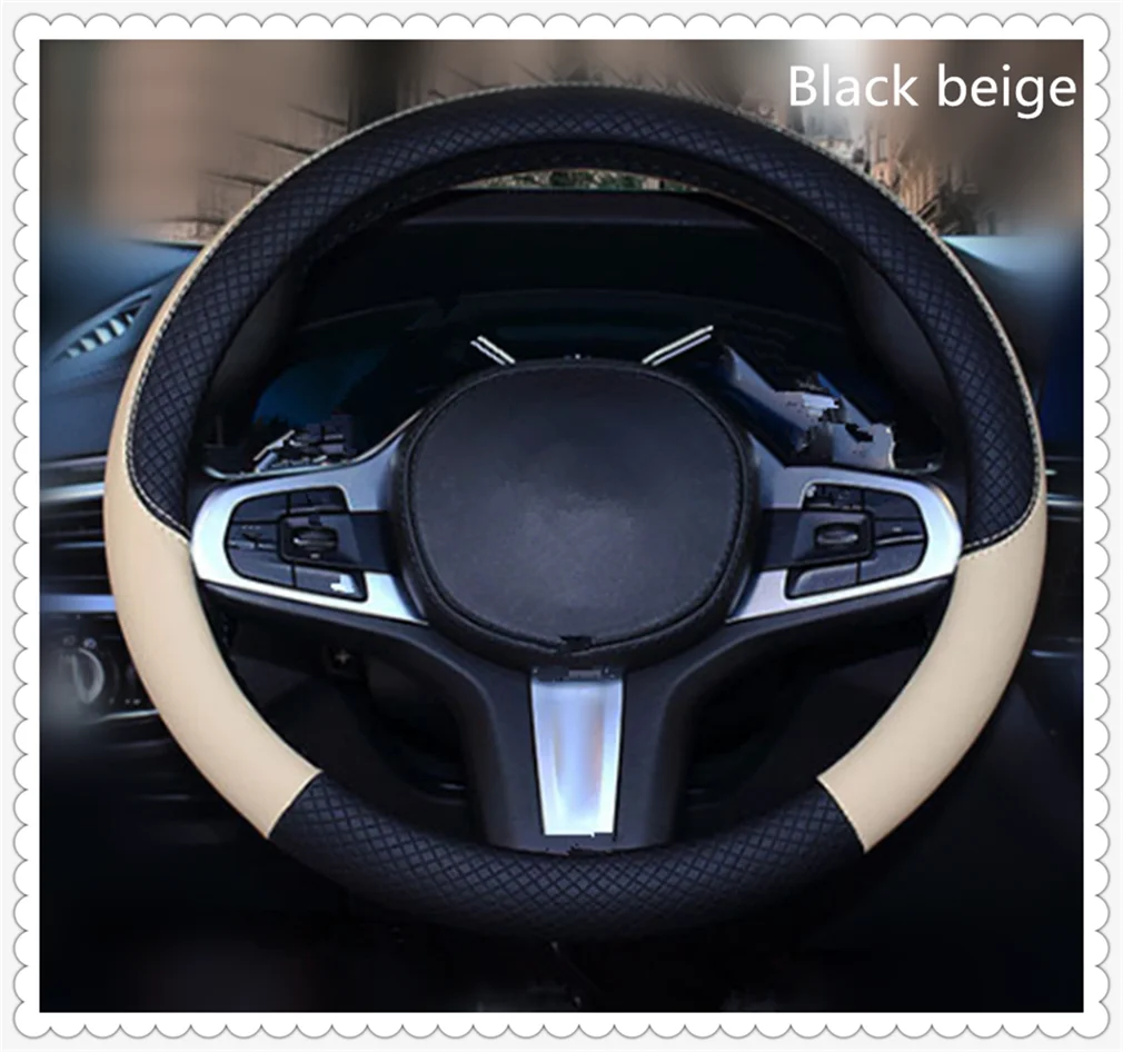 High quality 37-38 cm diameter car parts steering wheel cover for BMW F07 F10 F11 M5 Z4 E85 E89 E61 E60 E63 i8 and i3 E39