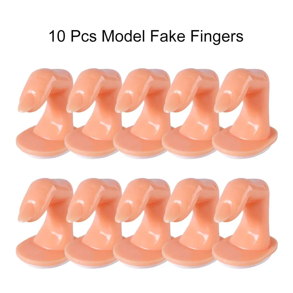 

Practice Training Fake Finger Model 10Pcs/Set Plastic Nail Art Model Manicure Tools False Nail Tips Gel Polish Display Stand