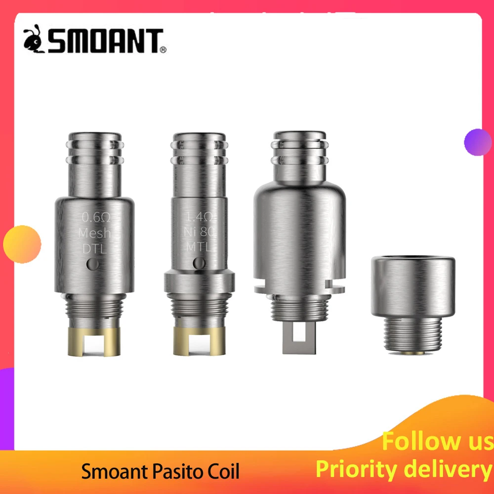 

3pcs/pack Smoant Pasito coil 1.4ohm MTL NI-80/ 0.6ohm DTL Mesh/ RBA Single Coil Vape Core for Smoant Pasito Pod Kit