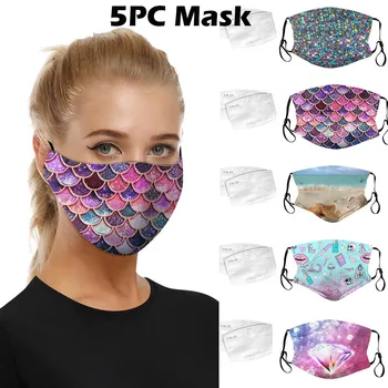 

5PC Face With 10PC Filters Washable Breathable Unisex Facemaska Outdoor Face Washable Reusable cotton dust mask Maschera