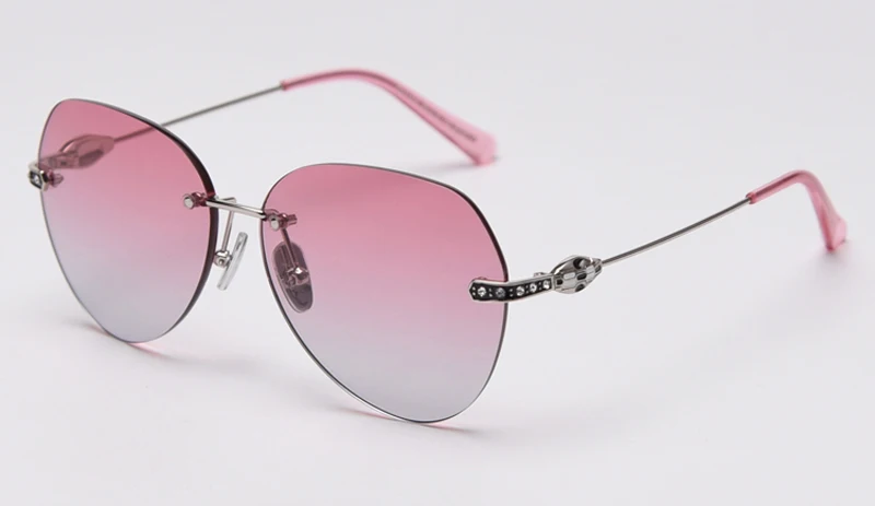 silver with pink Peekaboo поляризационные солнцезащитные очки без оправы женские градиентные Летние Стильные Модные женские солнцезащитные очки uv400 металлические подарочные товары - Цвет линз: silver with pink