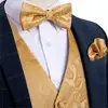 Formal Dress Gold Blue Black Paisley Wedding Suit Vest Formal Business Men Tuxedo Waistcoat Vest Suit Bow Tie Set DiBanGu ► Photo 3/6