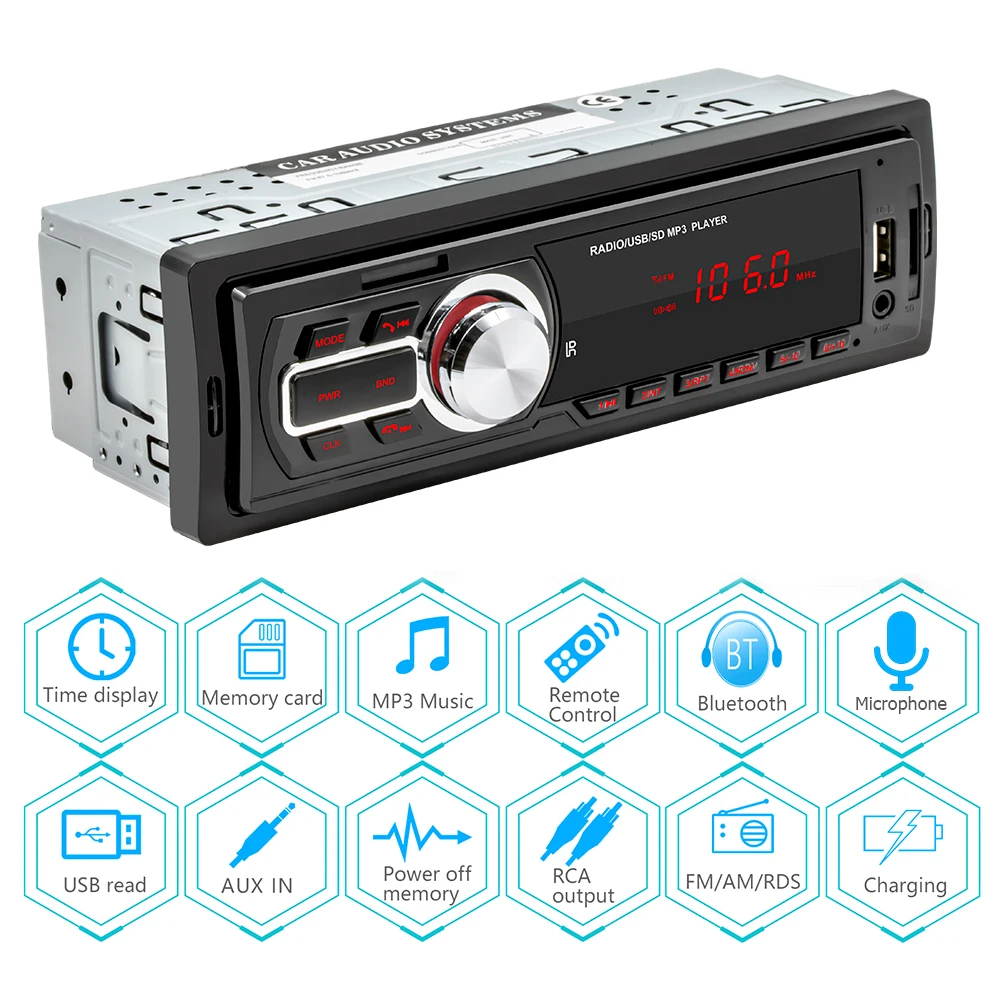 5208E 1 DIN autoraadio FM autoraadio AUX-sisend TF U ketas MP3-mängija vabakäeseade automaatne stereo-multimeediumisisene armatuurseade_voghion.com