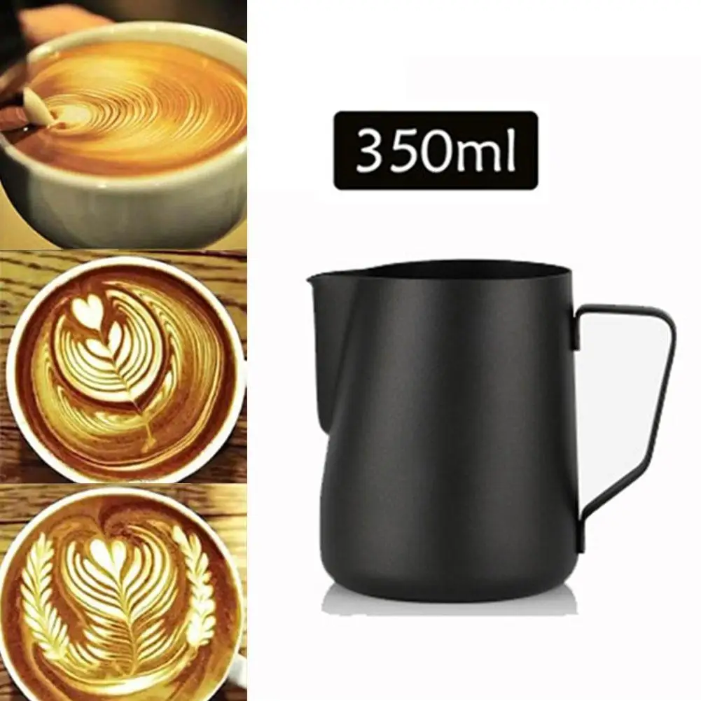 Teflon Молочный кувшин 350 мл 304 из нержавеющей стали кувшин для крема Pull Flower Cup чашка для молока обрабатываемая кофейная кружка художественный инструмент для пены молока посуда 1 шт - Цвет: Teflon