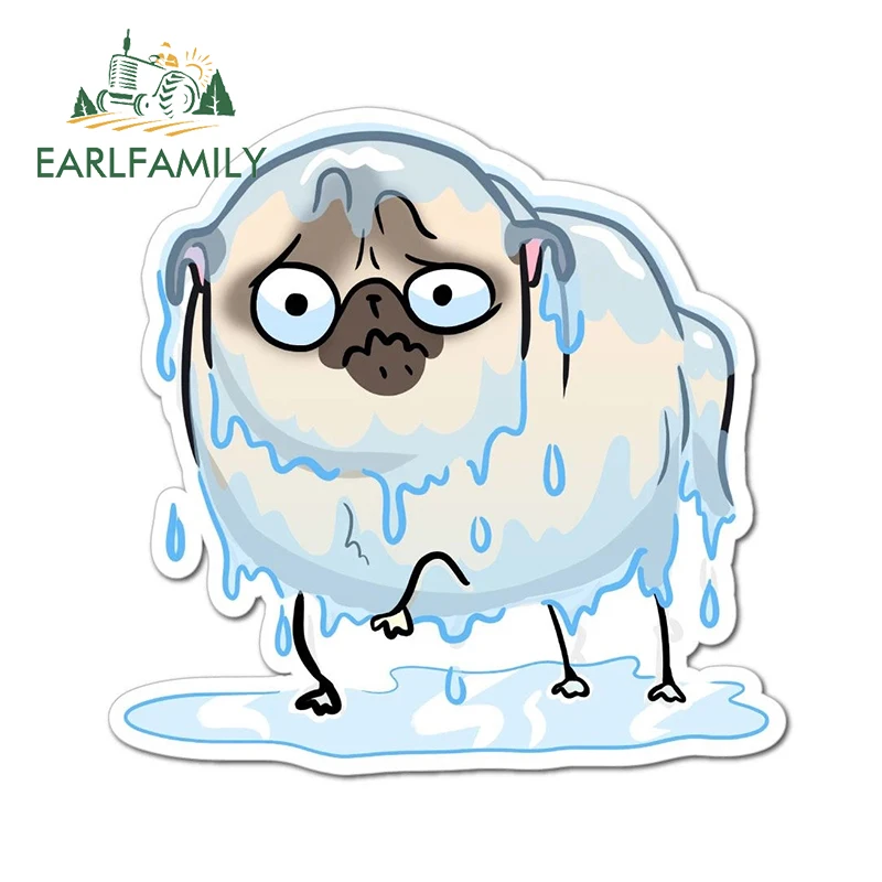 

EARLFAMILY 13 см x 12,8 см для дождя, белых Мопсов, автомобильные наклейки, наклейка для кондиционера, устойчивая к царапинам, водонепроницаемая креативная Декорация
