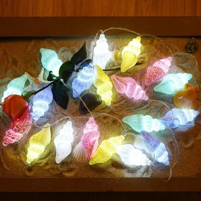 

QYJSD Ins Fairy Garland New LED Lights Crack Conch Pendant Light String Christmas day For Wedding Room Home Desk Decoration Lamp