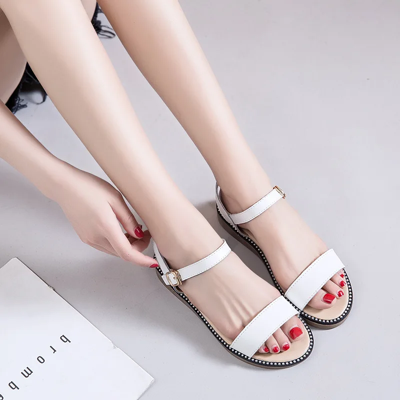 

New Style Summer Outdoor Casual Korean-style WOMEN'S Sandals Simple Anti-slip Wear-Resistant Students Soft Girl Versatile Buckle