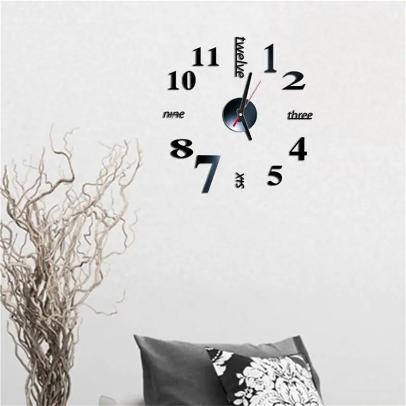 Reloj de pared Креативные 3D DIY римские цифры акриловые зеркальные настенные стикеры Часы домашний декор настенные наклейки настенные часы saat 661GZ10