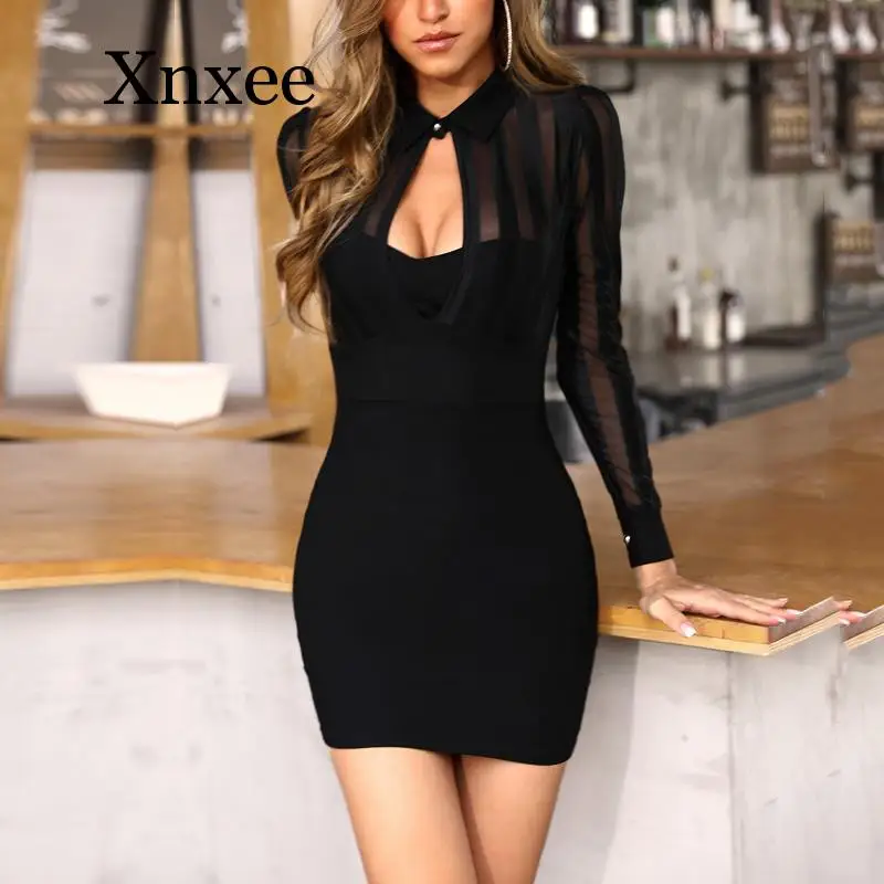 OL Workwear Sheer Mesh Bodycon Dress 
