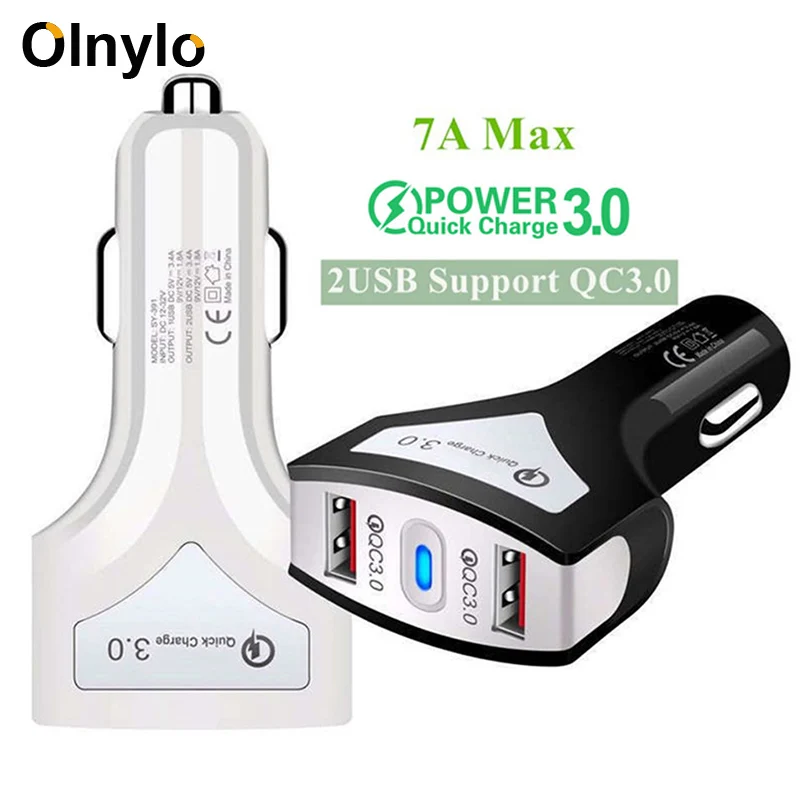 

Olnylo Quick Charge 4.0 3.0 USB Car Charger for iPhone 11 Pro Max QC3.0 Fast Charging Dual USB Car-Charger Mobile Phone Chargers