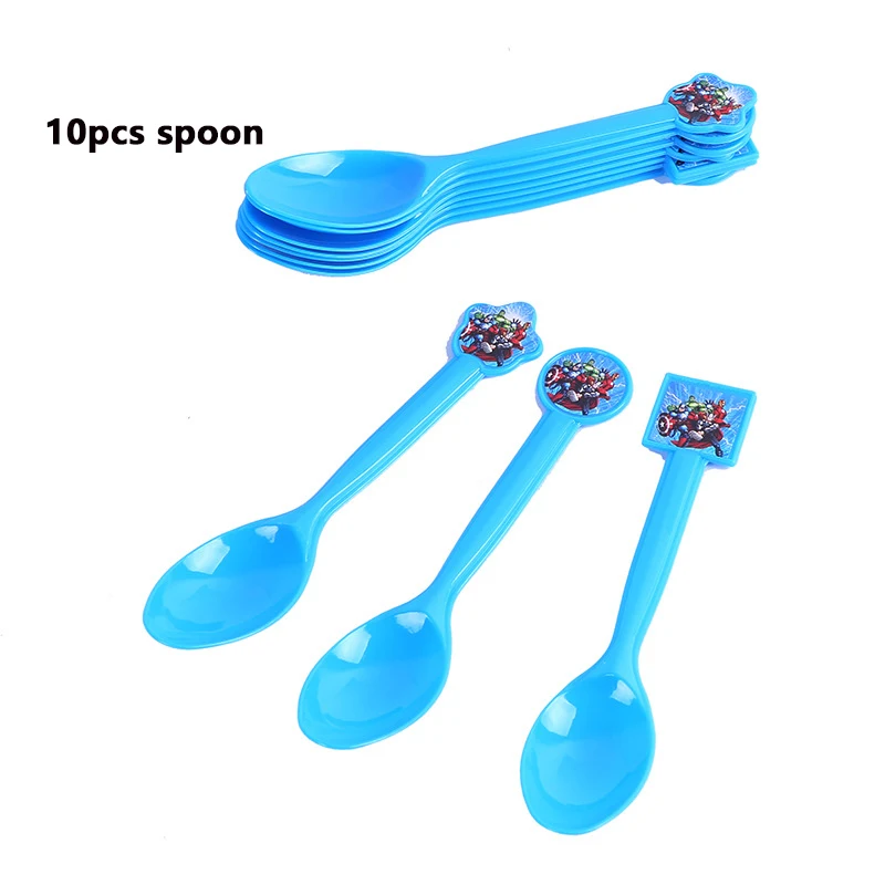 10pcs spoon Мстители тема Бумага чашки салфетки пластины 7 дюймов Дети пользу для день рождения, детский душ вечерние поставки одноразовый набор - Цвет: 10pcs spoon