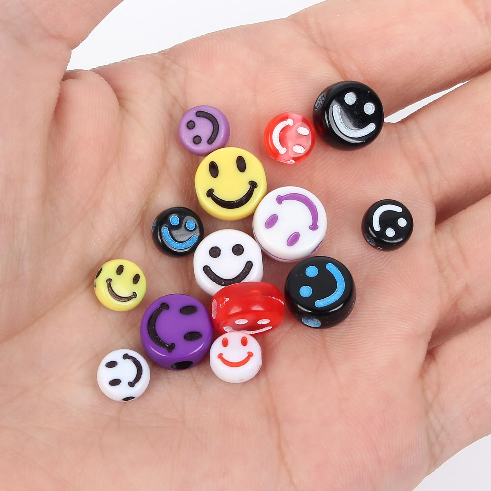  Smile Face Beads, 10mm Happy Face, Acrylic, Cute