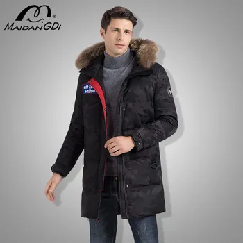 

MAIDANGDI Men's Down Jackets 2020 Winter New Teenager Medium And Long Black Color Camouflage Thickened Warm Windproof Clothes