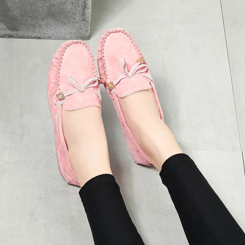 

Delphinium 2019 Spring New Style Leather Shoes Bow Moccosins Lazy WOMEN'S Shoes Soft Bottom Low Heel Korean-style Flat Top Shoes