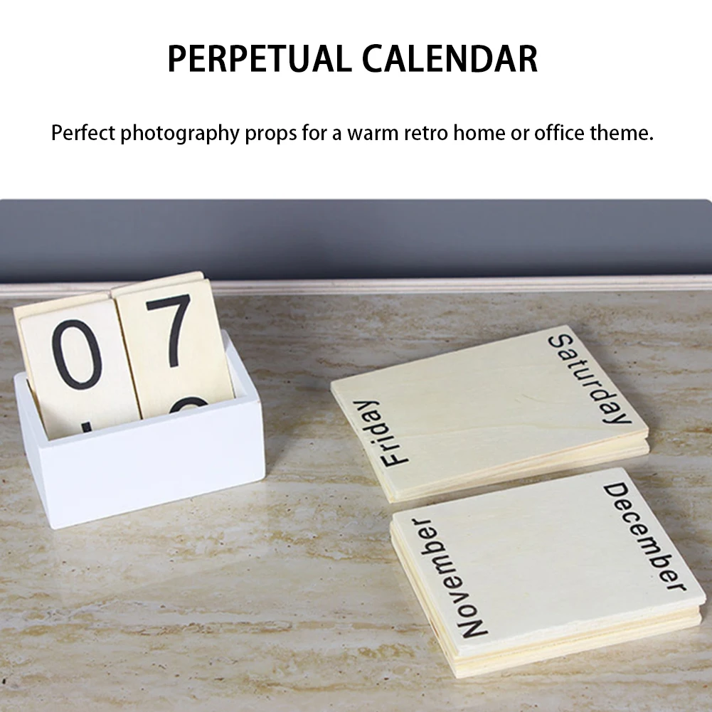 Вечное украшение для стола офиса месяц винтажная неделя деревянный блок