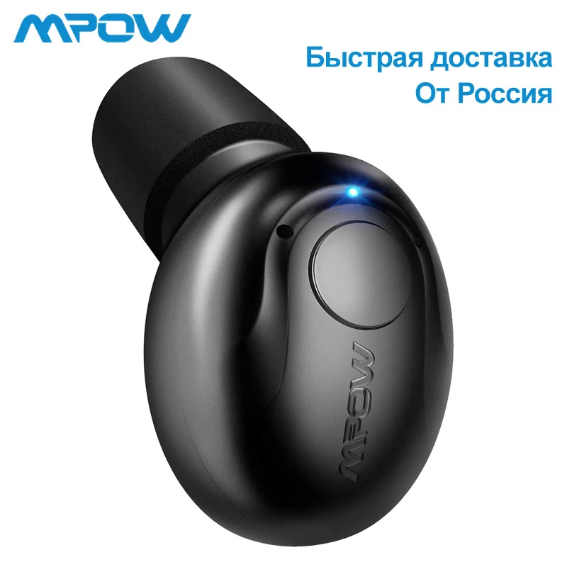 Mpow EM1 одиночные Bluetooth 4,1 Наушники Беспроводные Мини невидимые наушники в ухо бизнес вкладыши портативные наушники с микрофоном/Чехол - Цвет: Black