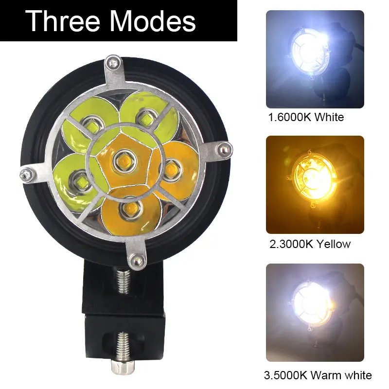 

Motorcycle headlights double Colors white yellow 6000k Universal LED Motorbike Waterproof Fog Spot Spotlight Super bright 12v