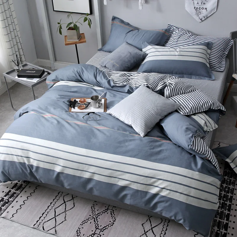 Four pieces cotton naked sleep skin 4 sheets quilt bedding - Цвет: 16