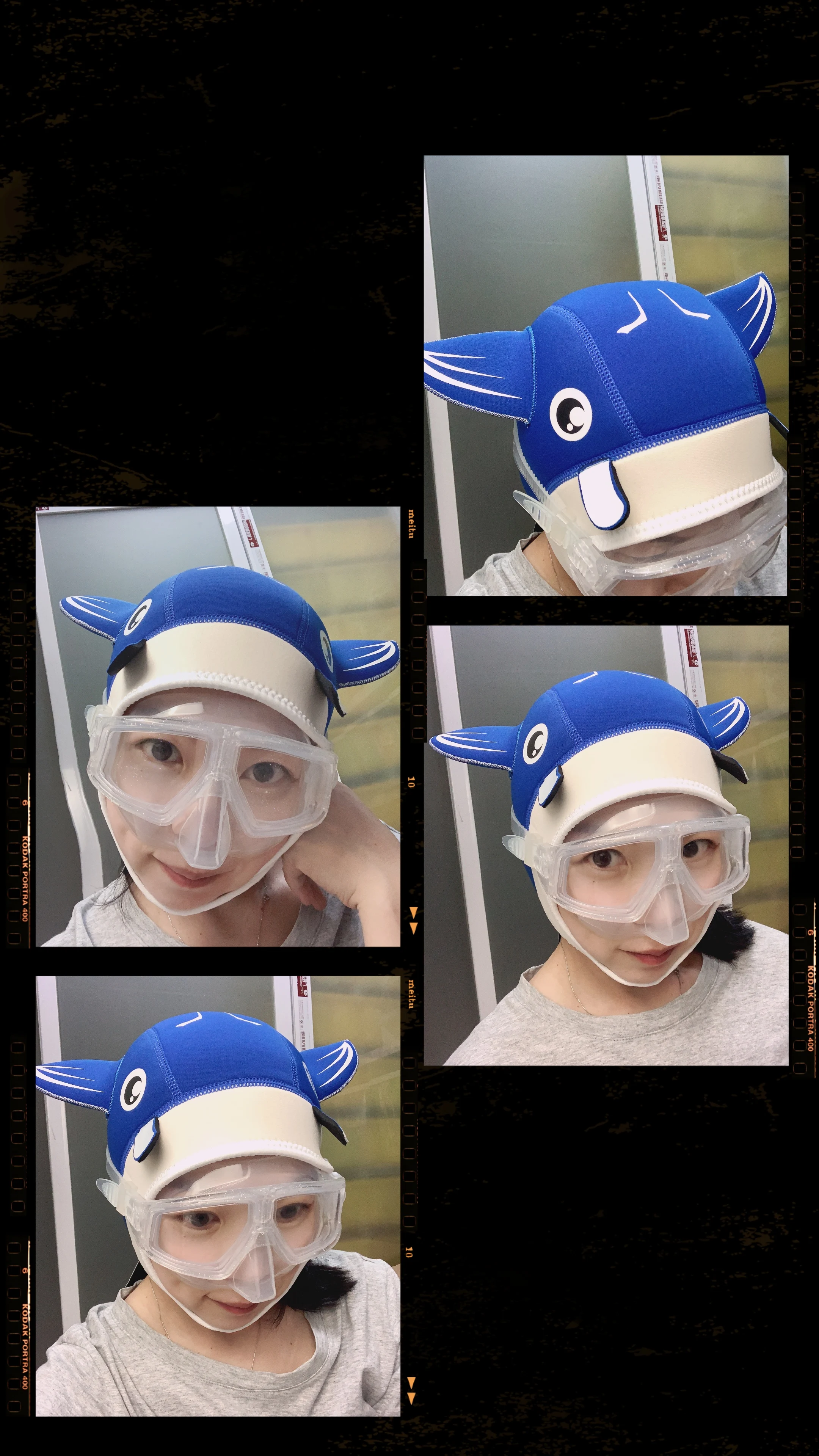 Aturdive new marine devil Manta cartoon diving cap head cover with sun protection and warm surfer face Gini 4