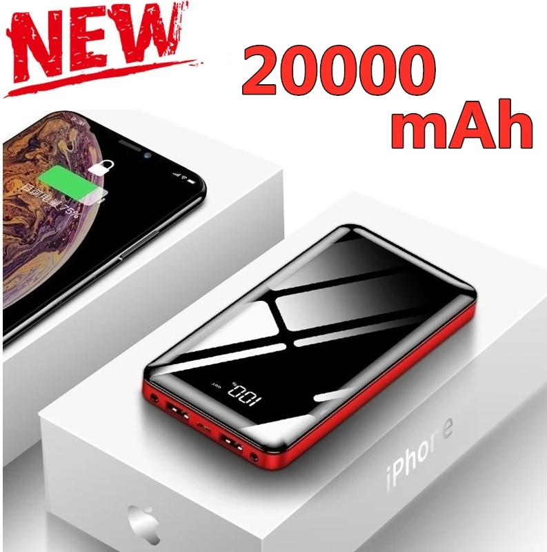 Для iPhone 7 Xiaomi Mi 8 Samsung Power Bank портативное зарядное устройство 20000 мАч USB внешний