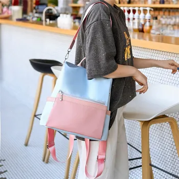 

New Fashion Women's Color Matching Oxford Cloth Waterproof Backpack High Quality Youth Leather Backpacks For Teenage Girls V11