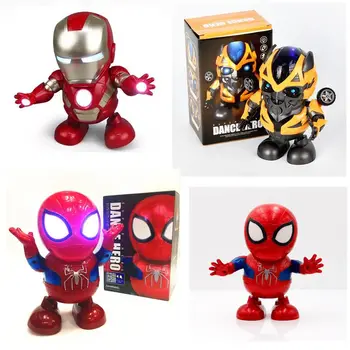 

New Marvel Toys Dance Hero Iron Man Spiderman Thanos Action Figure Toy Led Flashlight Sound Iron Man Hero Electronic Gift Toy