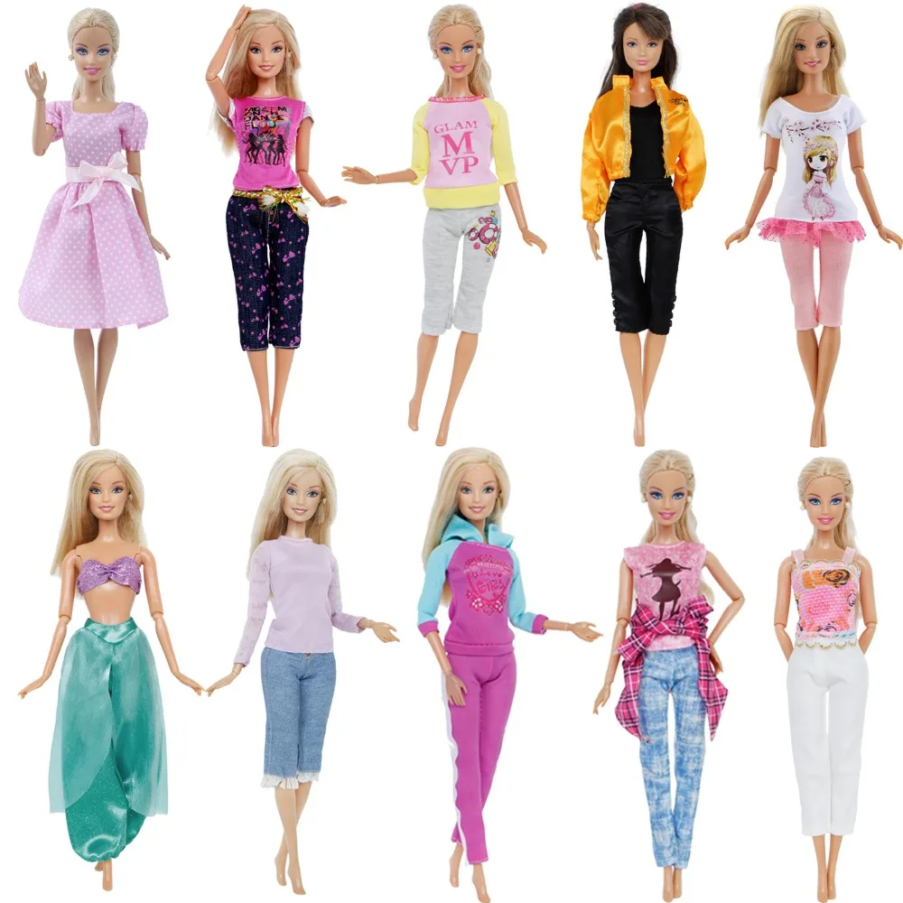 Произвольный выбор 5 комплектов кукольный наряд платье Купальник пижама юбка брюки блузка Одежда для Барби аксессуары для кукол игрушки