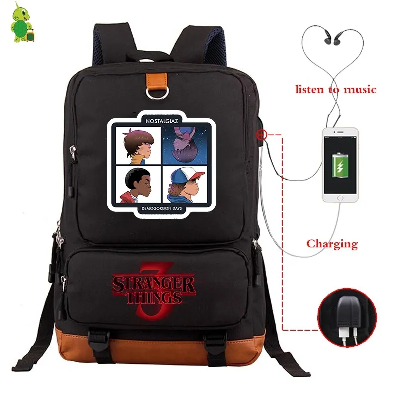 1 Mochila странные вещи рюкзаки мужские женские рюкзак USB зарядка путешествия ноутбук рюкзак большие школьные сумки для подростков мальчиков девочек - Цвет: 1