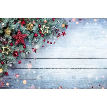 

Christmas Home Party Decor Backdrop Pine Pine Cone Stars Christmas hat Background Wood Plank Photo Shooting Banner