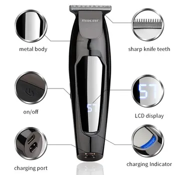 

8pcs/set LCD Display Hair Clipper Barber Electric Professional Hair Trimmer Push 1/2/3/4/5mm Detail Hair-Cutting Fast Charging