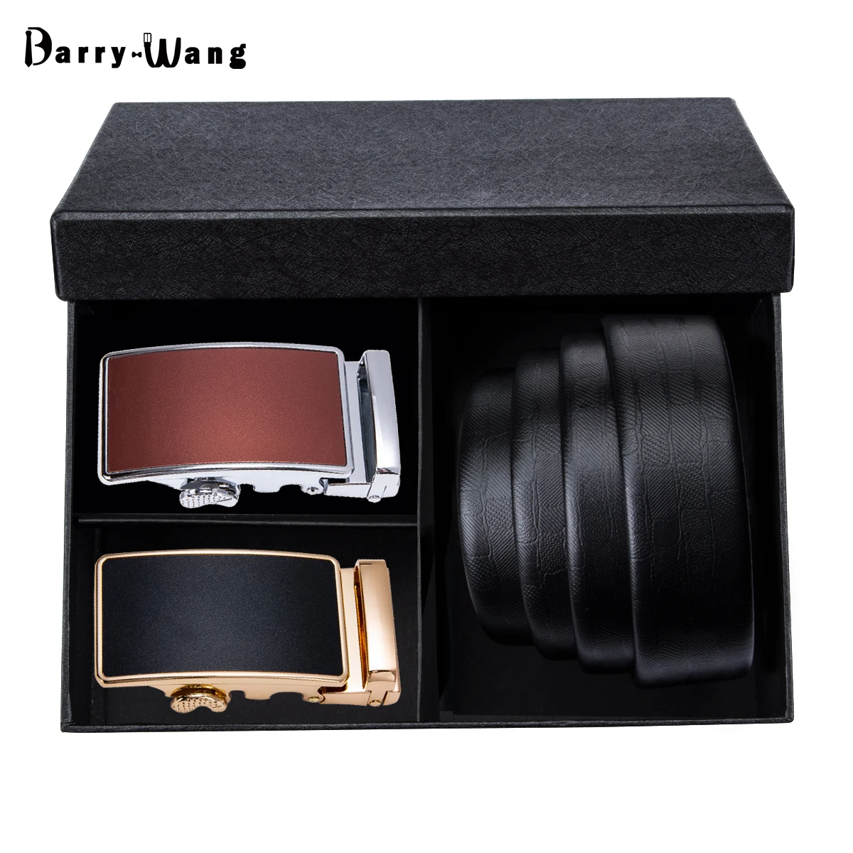 DK-2178-2180-DEA Barry. Wang высокое качество мужской s ремень для мужчин 3 шт. Автоматическая пряжка мужской 110-160 см черный ремень из натуральной кожи ремень с подарочной коробкой - Цвет: DK-2178-2180-DEA