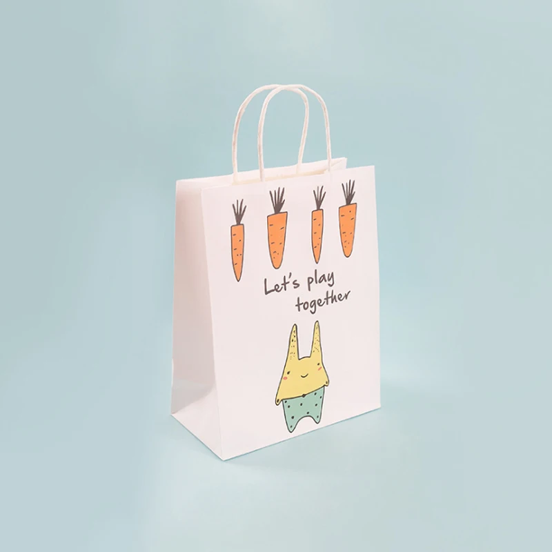 Rabbit 40 шт сладости Подарочная сумка мультфильм сумки для покупок белого цвета с животным домом DIY многофункциональная перерабатываемая упаковочная бумажная сумка с ручкой - Цвет: Rabbit