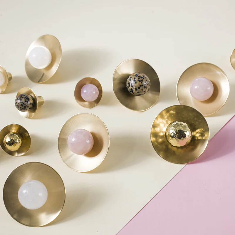 Multicolor Natural Stone Solid Brass Cabinet Pulls Kitchen Drawer
