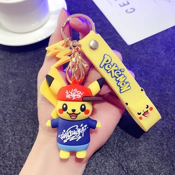 

14Styles Pokemon Keychain Pikachu Psyduck Charmander Squirtle Jigglypuff PVC Car Keyring Cartoon Bag Charms Pendant Key Chains