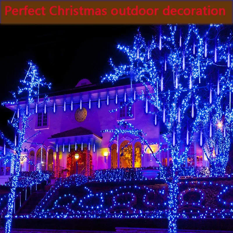 solar yard lights Solar Meteor Shower Rain String Lights Waterproof Garden Light 8 Tubes Christmas Tree Holiday Party Wedding Holiday Decoration solar post cap lights