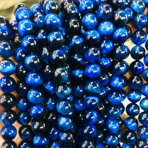 Royalblue Высокое качество синие браслеты с тигровым глазом натуральный камень круглые бусины эластичность веревка для мужчин и женщин браслет ювелирные изделия подарок - Окраска металла: Royalblue