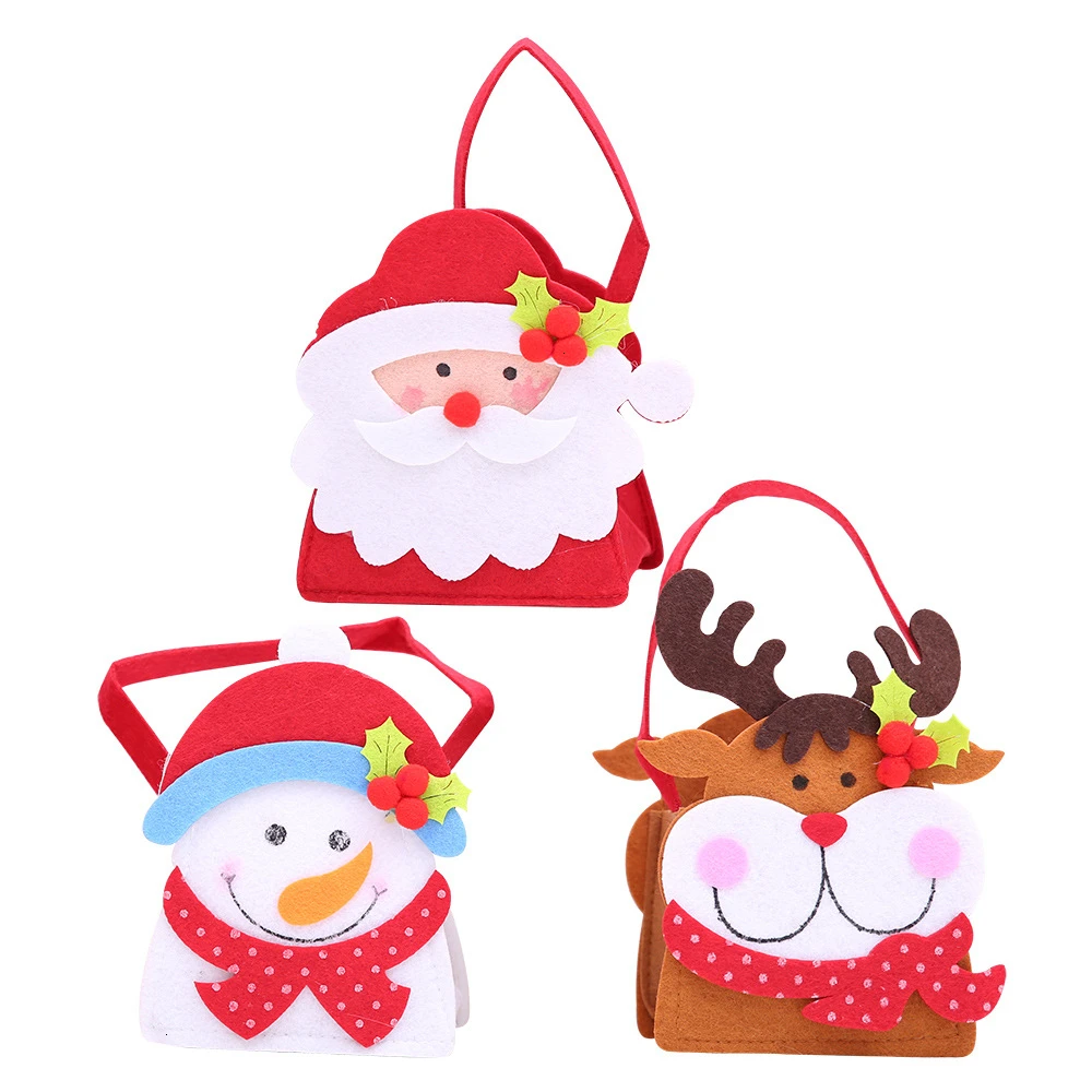 

Christmas Gift Bag 2020 Santa Claus Snowman Reindeer Sticker Gift Candy Bag Christmas Tree Child Apple Bag
