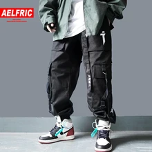 AELFRIC Techwear брюки карго для мужчин Мульти карманы хип хоп Повседневная Уличная Ленты Брюки джоггеры эластичный пояс пот брюки
