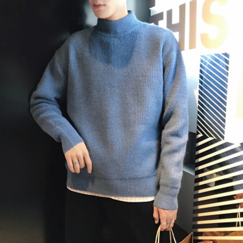 2019 Brand Autumn And Winter New Sweater Male Trend Personality Men's Loose Tide Brand Half High Collar Men's Sweater 2019 Brand Autumn And Winter New Sweater Male Trend Personality Men's Loose Tide Brand Half High Collar Men's Sweater