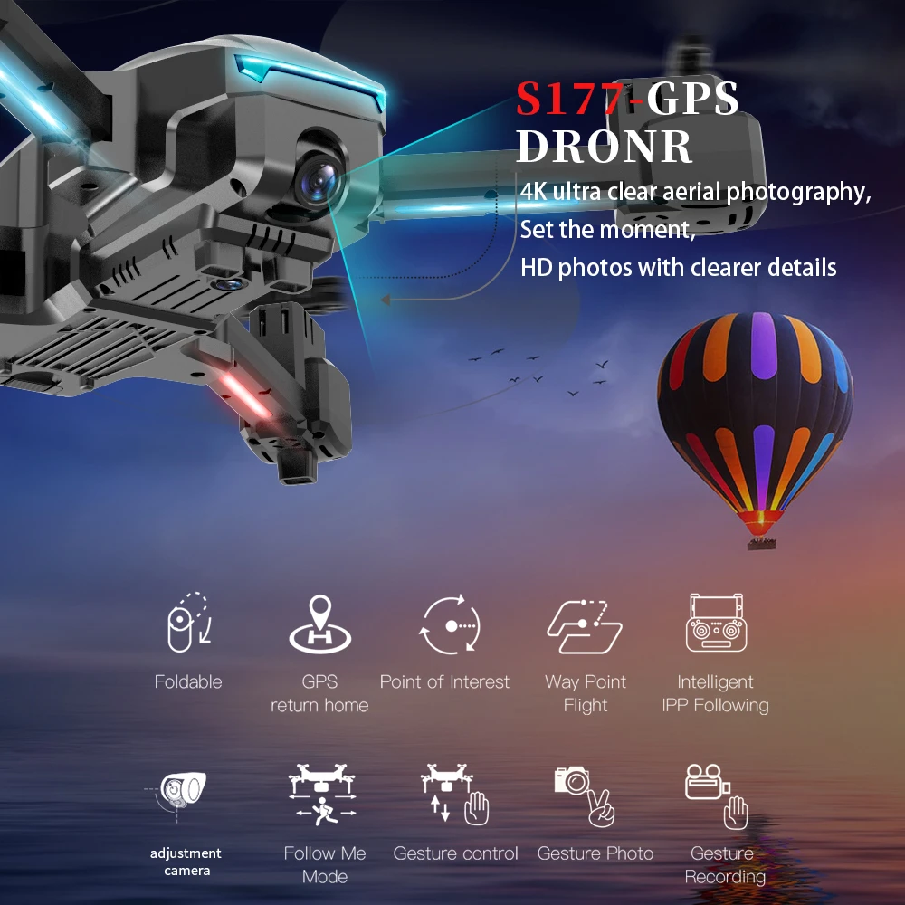 S177 Дрон gps 4k 5G WIFI HD широкоугольная двойная камера fvp дроны 20 мин. дистанция 600 м