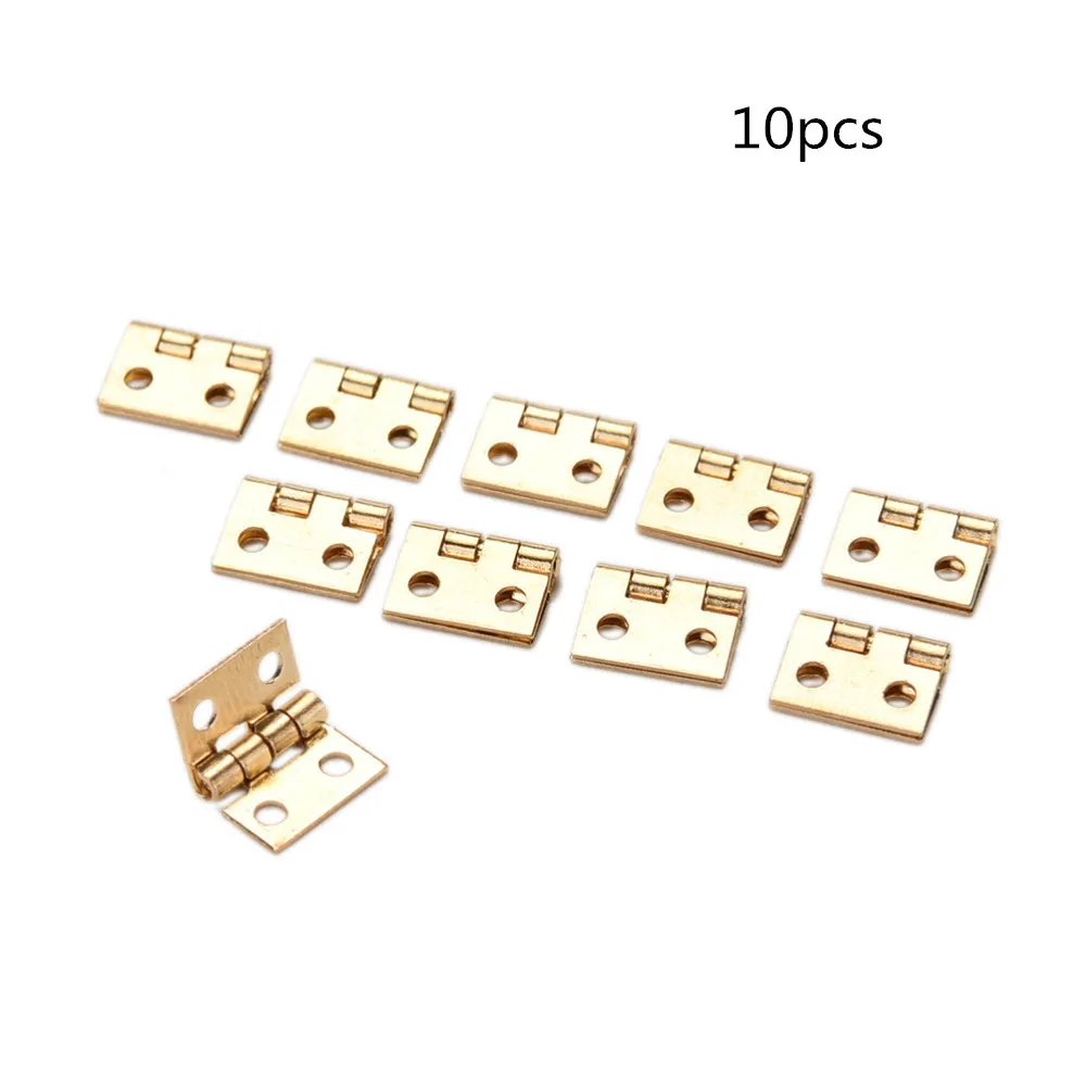 10 Pcs Mini Cabinet Drawer Hinge Butt Copper Gold 4 Small Hole Hand Hardware Tools 10*8MM | Обустройство дома